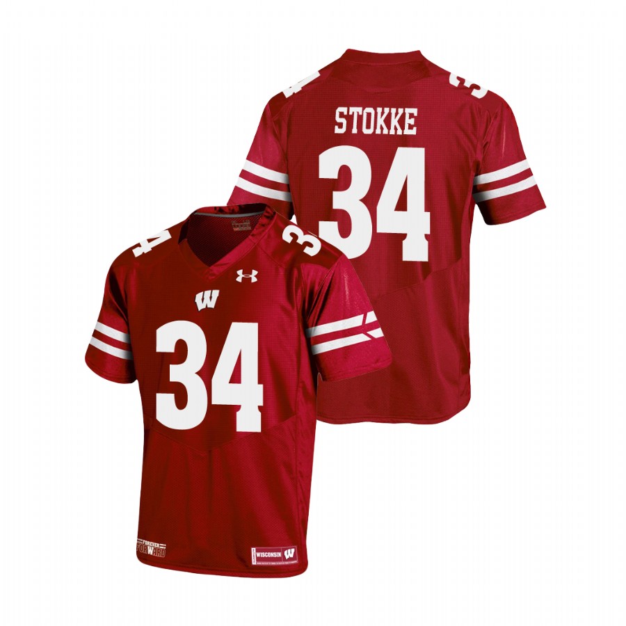 men's wisconsin badgers mason stokke red replica football jersey