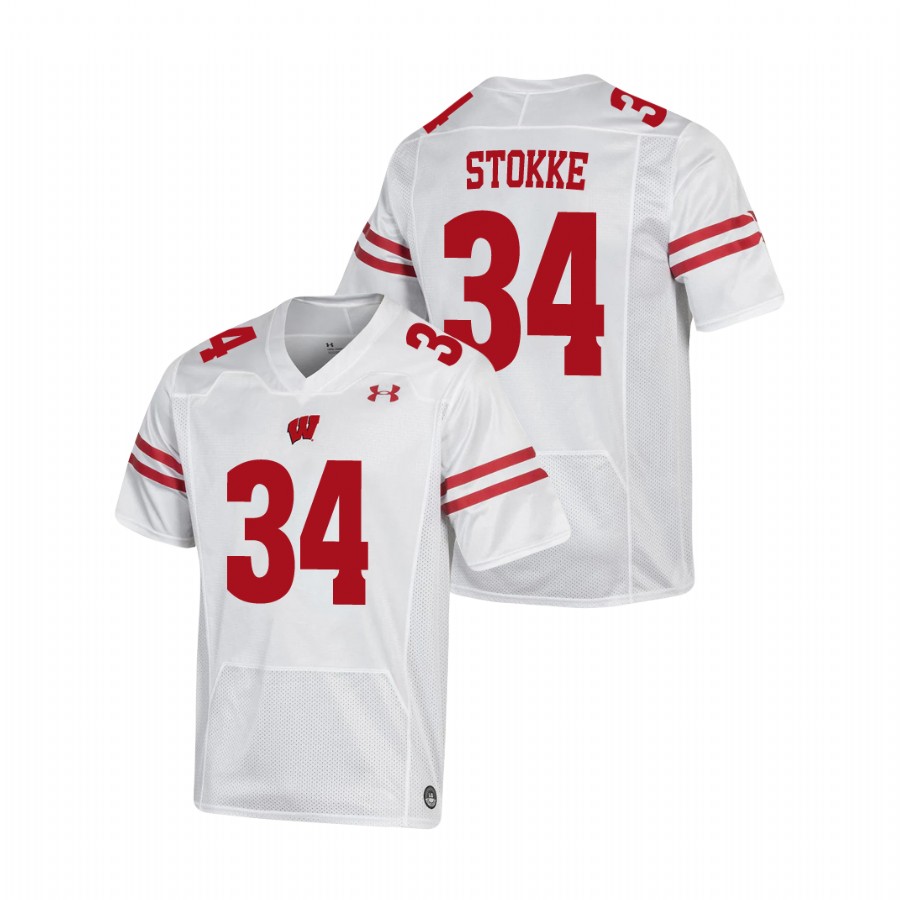 men's wisconsin badgers mason stokke white replica football jersey