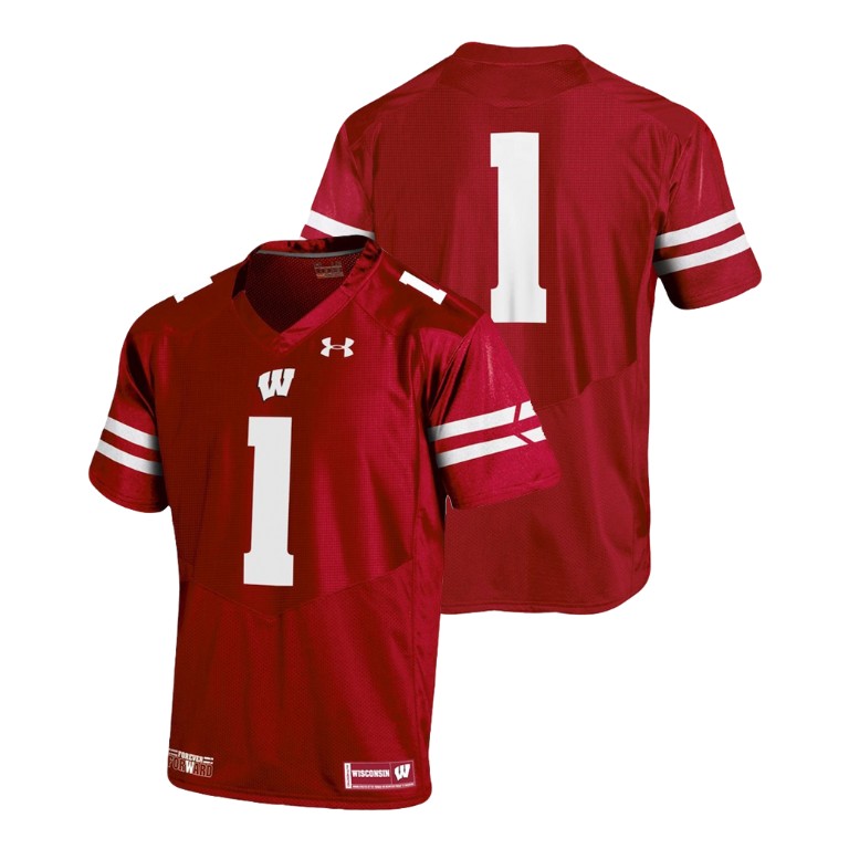 men's wisconsin badgers red college football team replica jersey