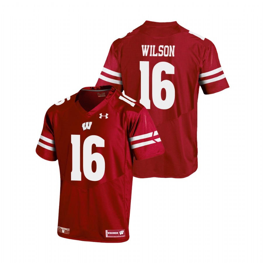 men's wisconsin badgers russell wilson red replica football jersey