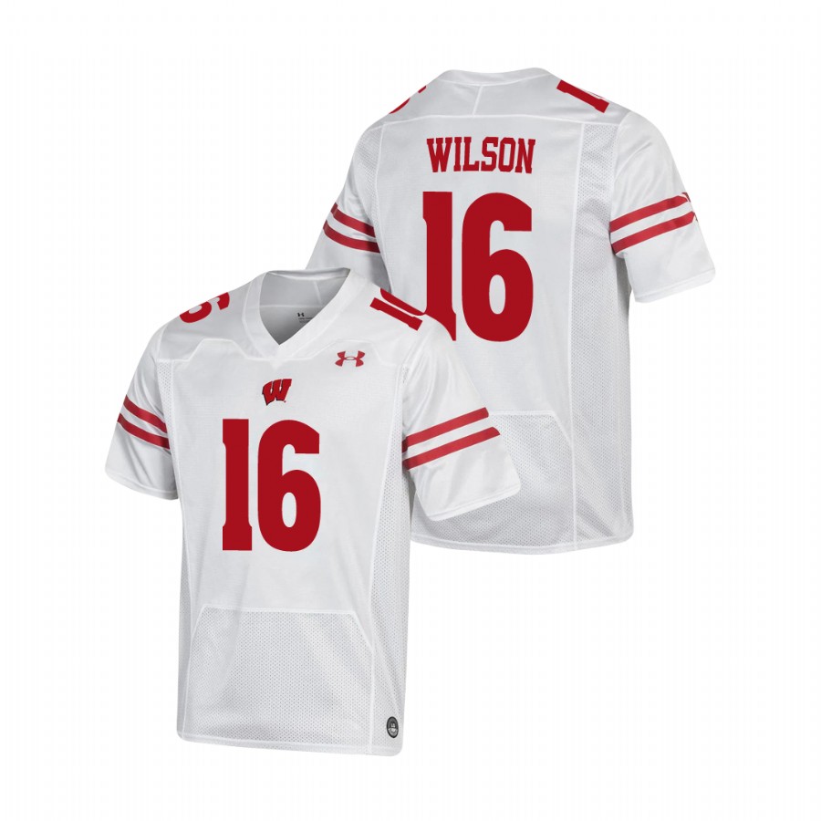 men's wisconsin badgers russell wilson white replica football jersey