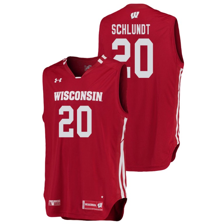 men's wisconsin badgers t.j. schlundt red replica college basketball jersey