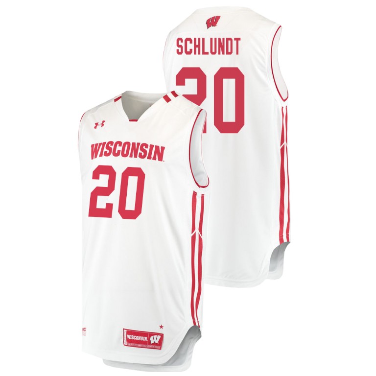 men's wisconsin badgers t.j. schlundt white replica college basketball jersey