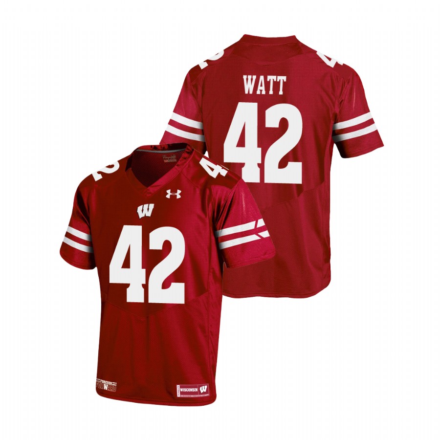 men's wisconsin badgers t.j. watt red replica football jersey