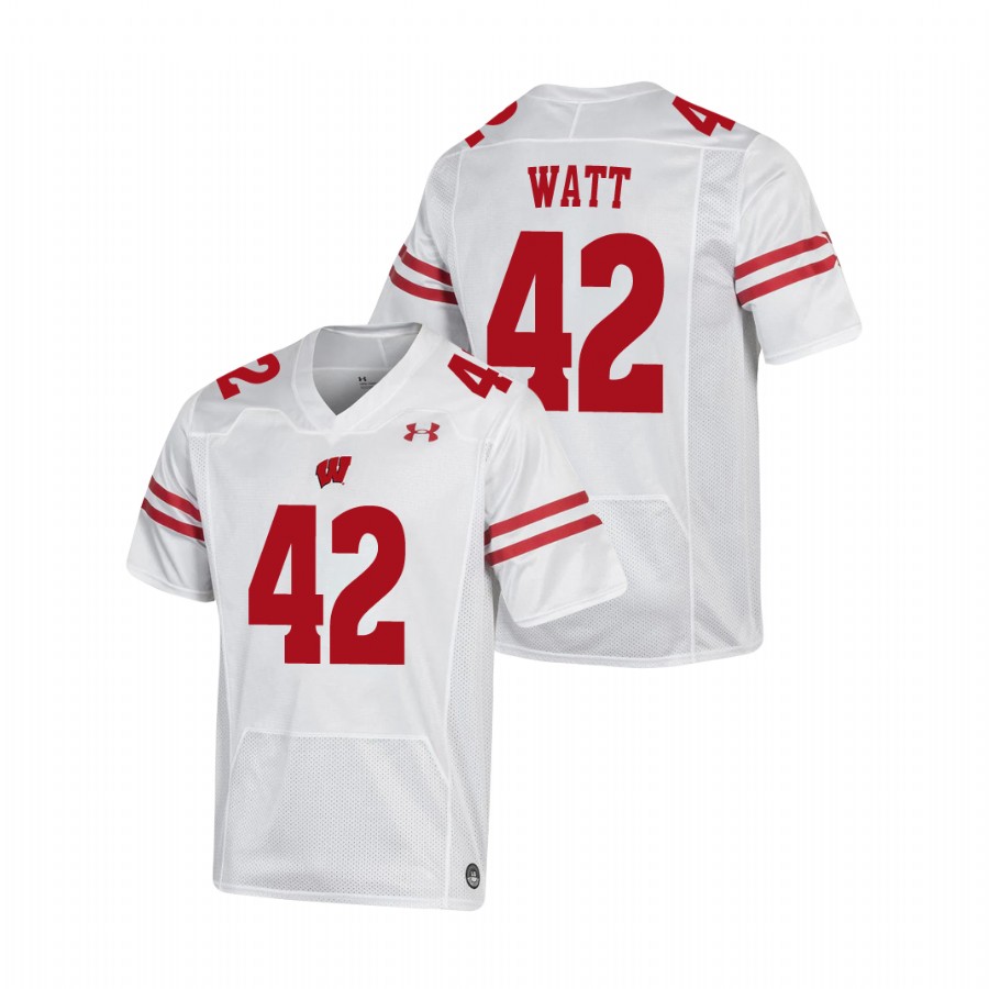 men's wisconsin badgers t.j. watt white replica football jersey