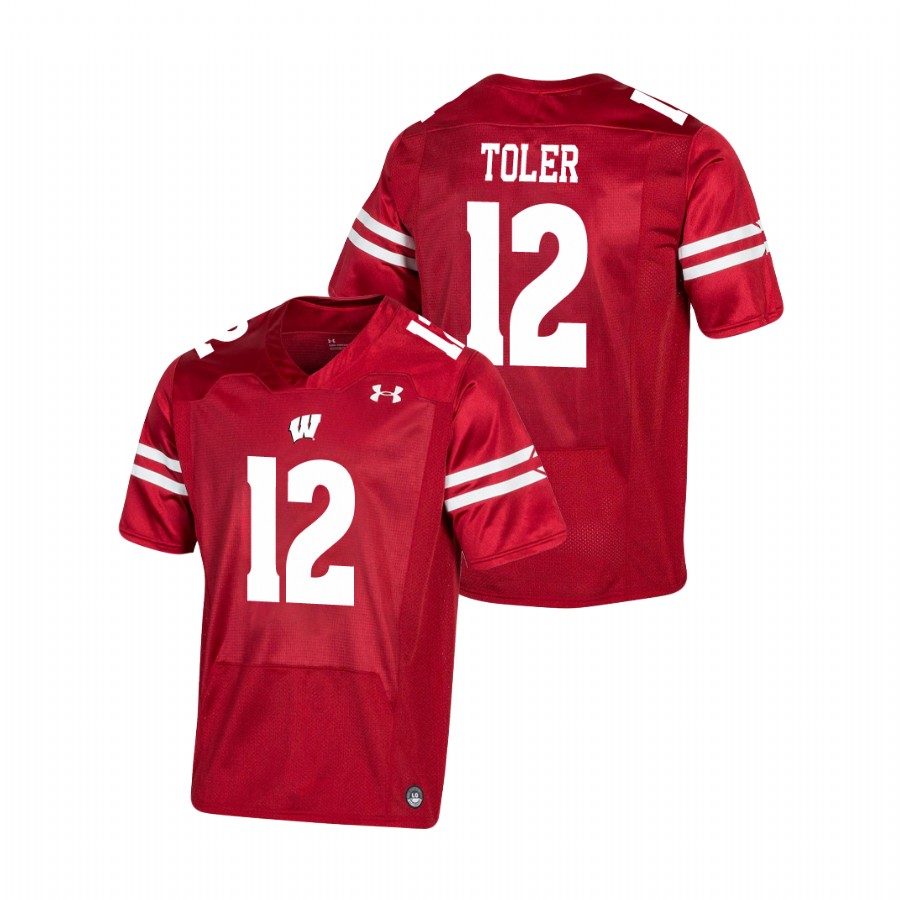 men's wisconsin badgers titus toler red premier football jersey