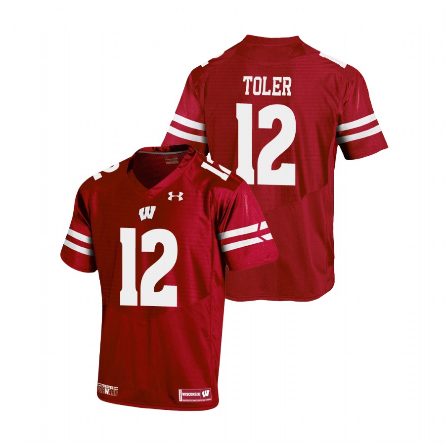 men's wisconsin badgers titus toler red replica football jersey