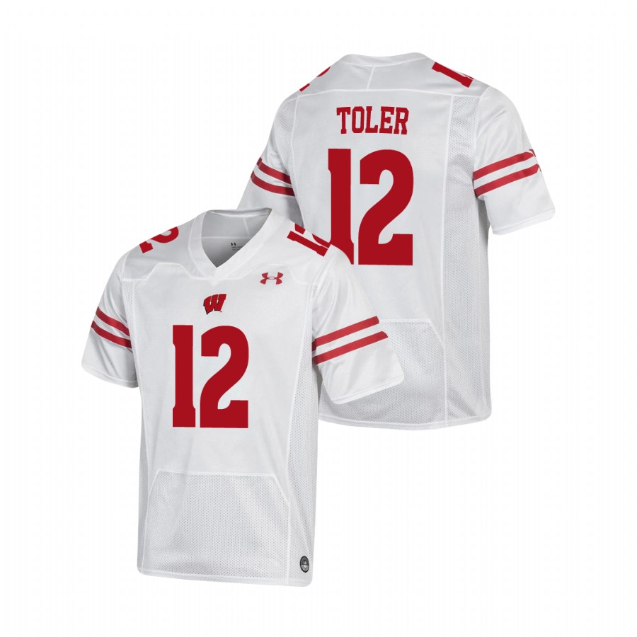 men's wisconsin badgers titus toler white replica football jersey