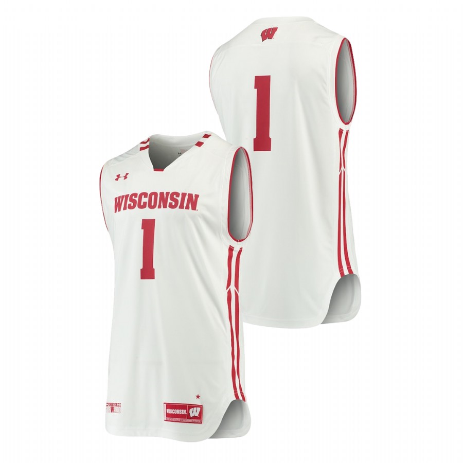 men's wisconsin badgers white college basketball replica jersey