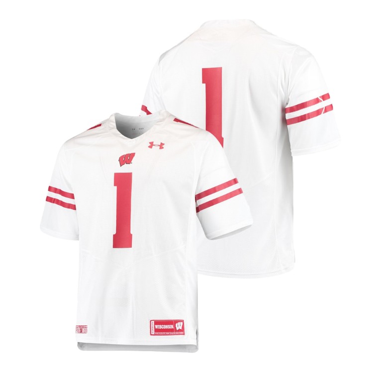men's wisconsin badgers white college football team replica jersey