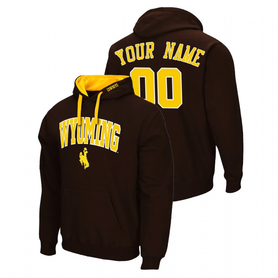 men's wyoming cowboys custom pullover brown arch & logo 2.0 hoodie