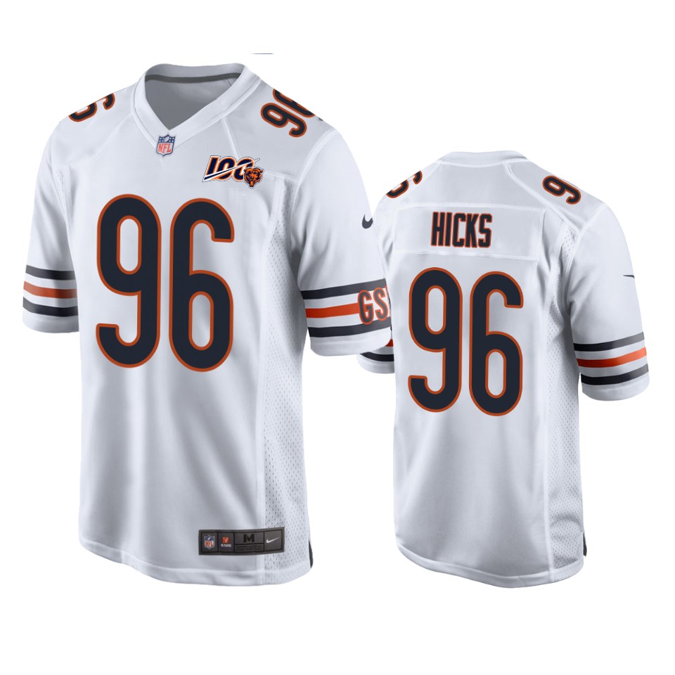 men bears akiem hicks white 100th anniversary game jersey