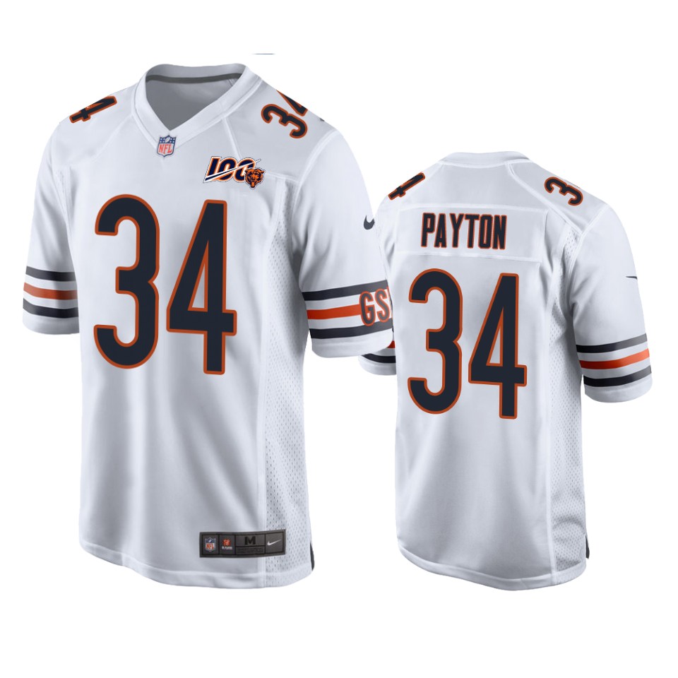 men bears walter payton white 100th anniversary game jersey