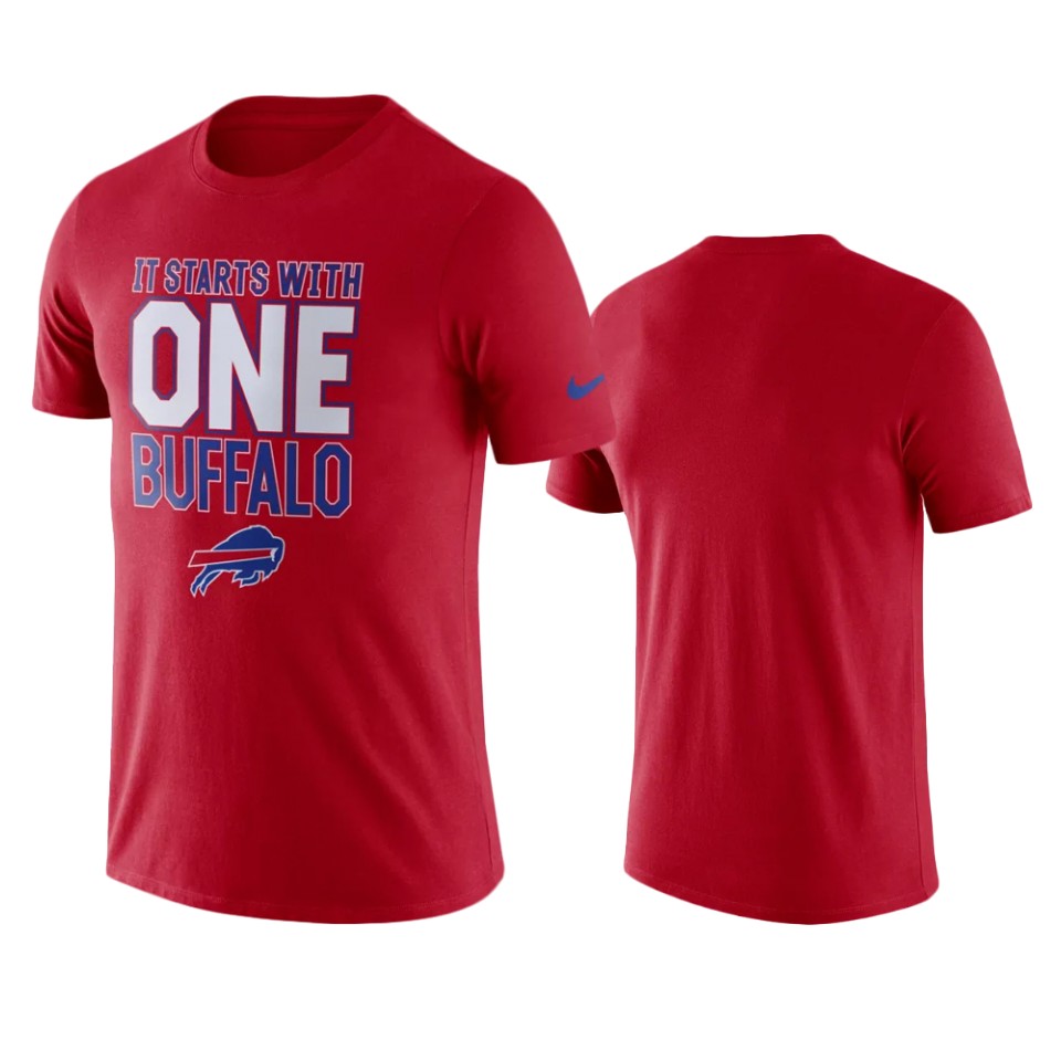 men bills red it starts with one buffalo t shirt