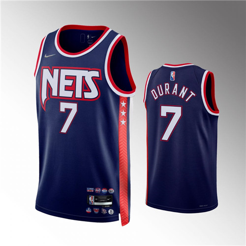 Brooklyn Nets Kevin Durant 75th Anniversary City Edition Blue stitched Jersey #7