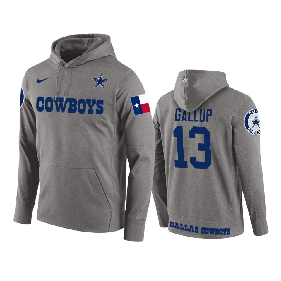 men cowboys michael gallup gray circuit wordmark hoodie