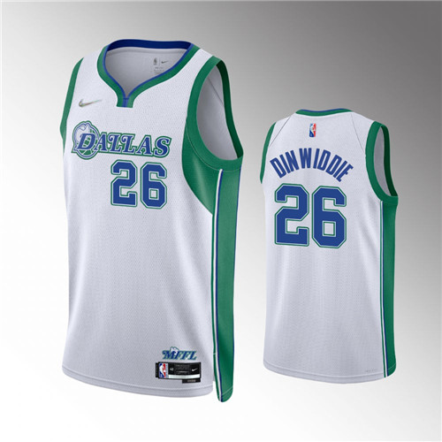 Dallas Mavericks Spencer Dinwiddie 2022 City Edition 75th Diamond Badge White stitched Jersey #26
