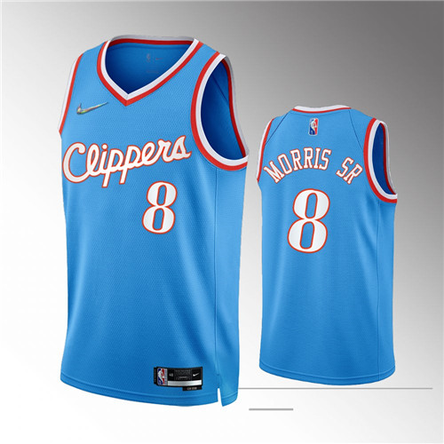 Los Angeles Clippers Marcus Morris Sr. 75th Anniversary City Edition Blue stitched Jersey #8