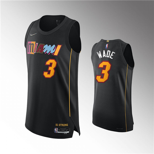 Miami Heat Dwyane Wade 2021-22 75th Diamond Authentic City Edition Black stitched Jersey #3