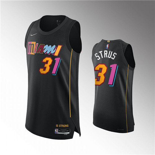 Miami Heat Max Strus Men 2021-22 75th Diamond Authentic City Edition Black stitched Jersey #31