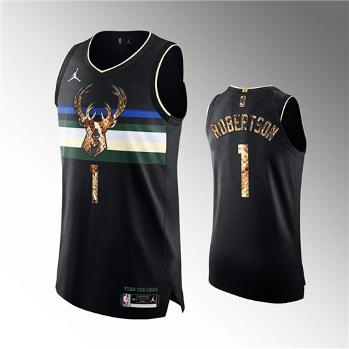 Milwaukee Bucks Oscar Robertson 2021 Exclusive Edition Authentic Python Skin Black stitched Jersey #1