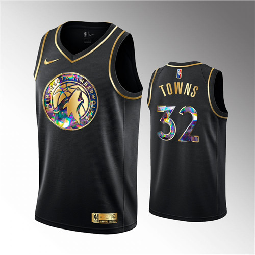 Minnesota Timberwolves Karl-Anthony Towns 2021-22 Diamond Logo NBA 75th Season Black Jersey #32