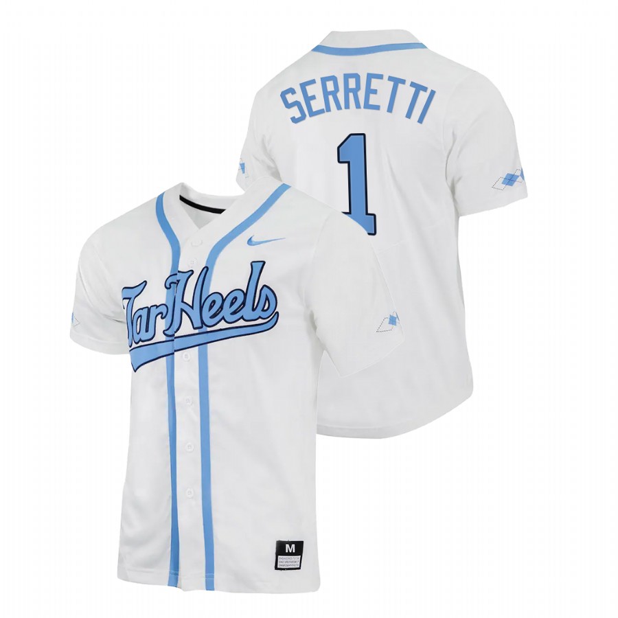 men north carolina tar heels danny serretti white 2022college baseball replica jersey