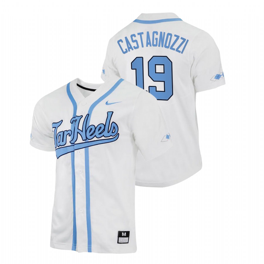 men north carolina tar heels johnny castagnozzi white 2022college baseball replica jersey