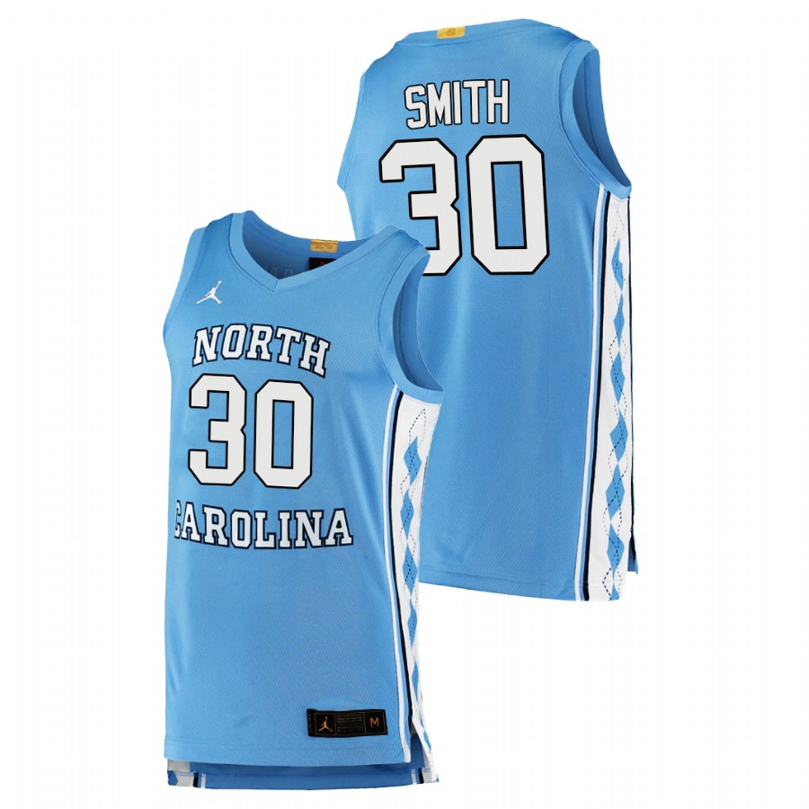 men north carolina tar heels k.j. smith 2020 21 college basketball authentic blue jersey