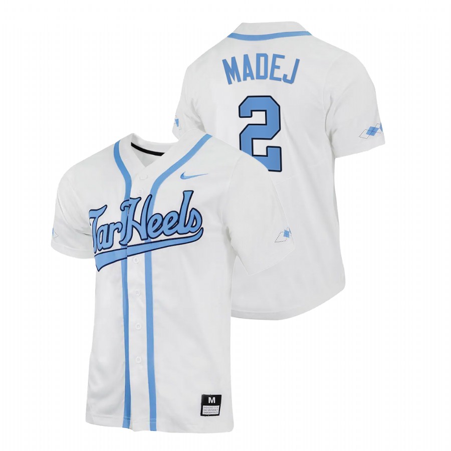 men north carolina tar heels mikey madej white 2022college baseball replica jersey