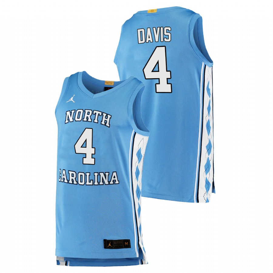 men north carolina tar heels r.j. davis 2020 21 college basketball authentic blue jersey