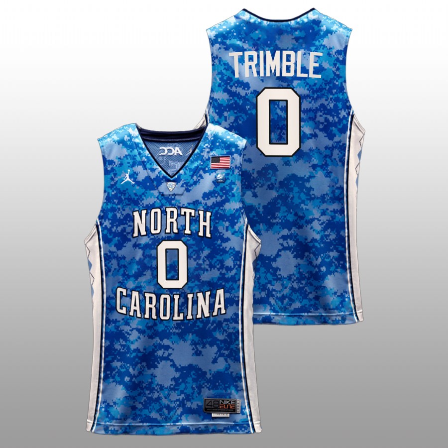 men north carolina tar heels seth trimble 2022 basketball carrier classic veterans day blue jersey