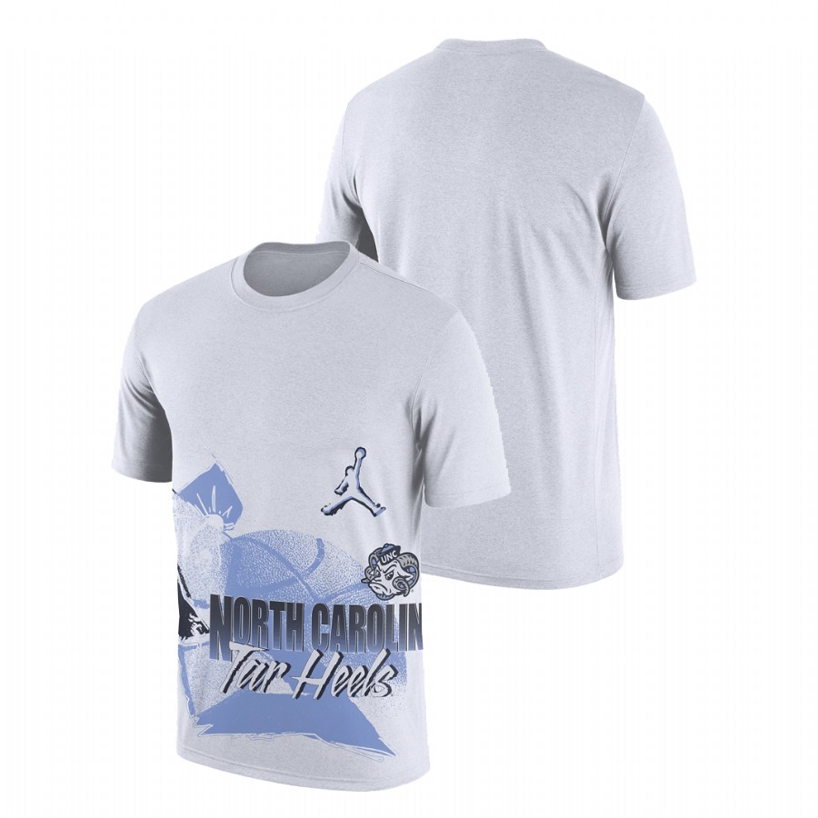 men north carolina tar heels white 90s style college basketball t shirt