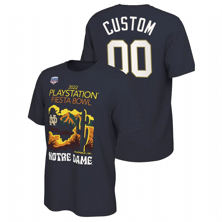 men notre dame fighting irish 2022 fiesta bowl locker room custom navy t shirt