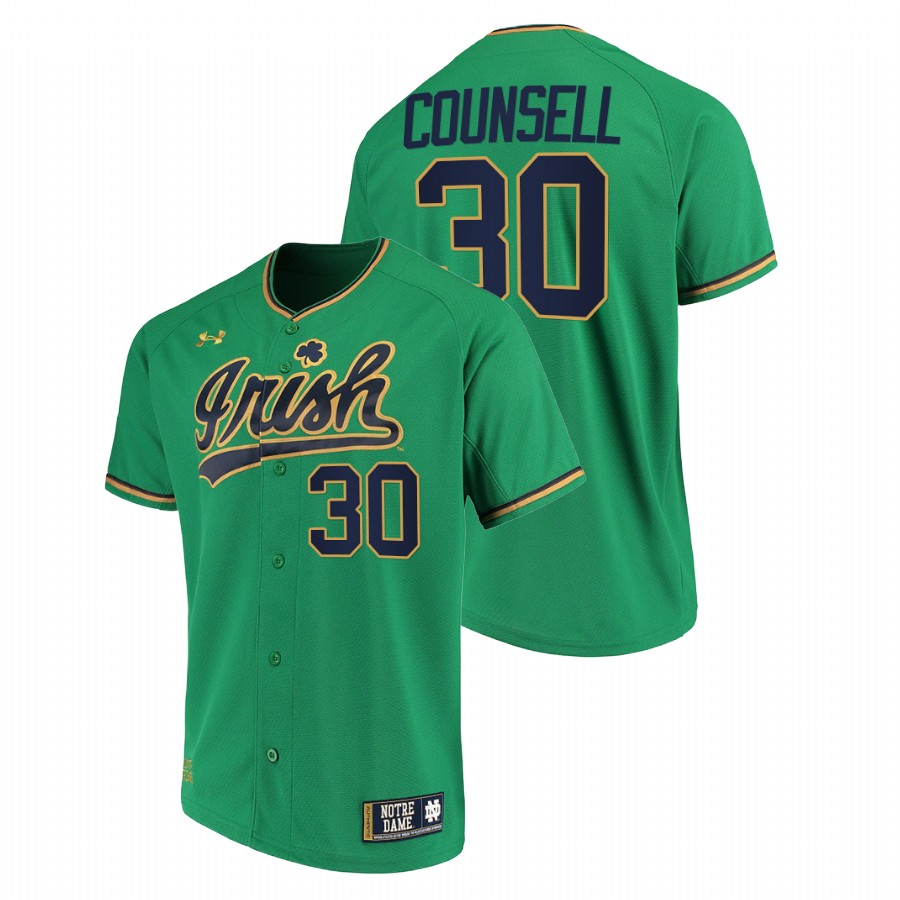 men notre dame fighting irish craig counsell green college baseball replica jersey