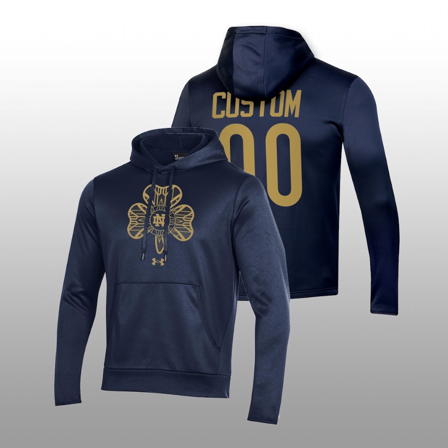 men notre dame fighting irish custom fleece pullover navy 2022 shamrock series hoodie