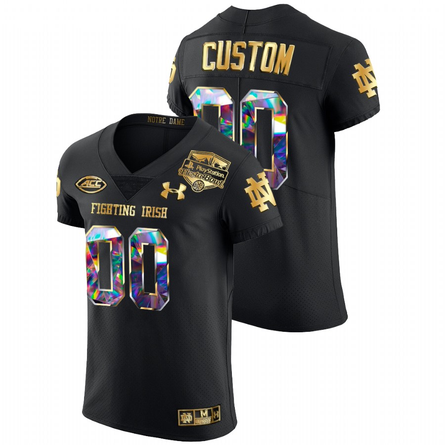 men notre dame fighting irish custom golden diamond edition 2022 fiesta bowl black jersey