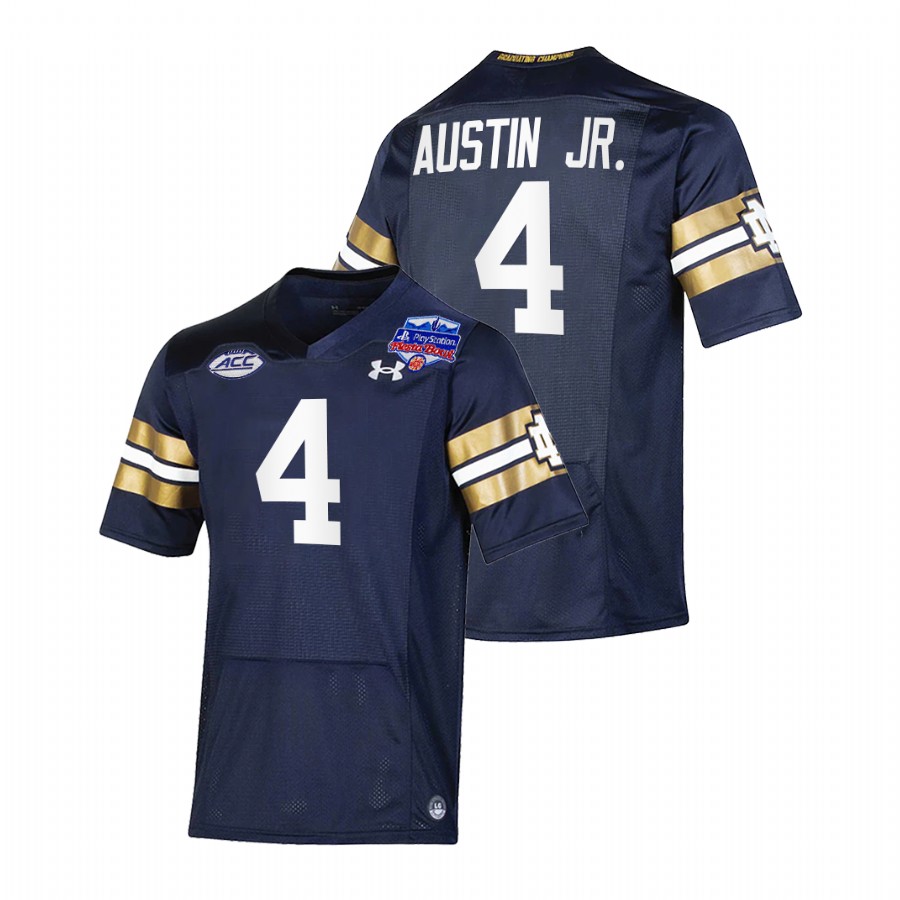 men notre dame fighting irish kevin austin jr. college football playoff 2022 fiesta bowl navy jersey