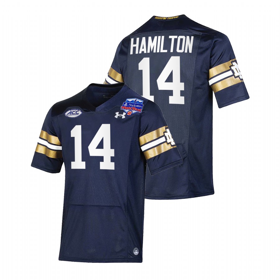 men notre dame fighting irish kyle hamilton college football playoff 2022 fiesta bowl navy jersey