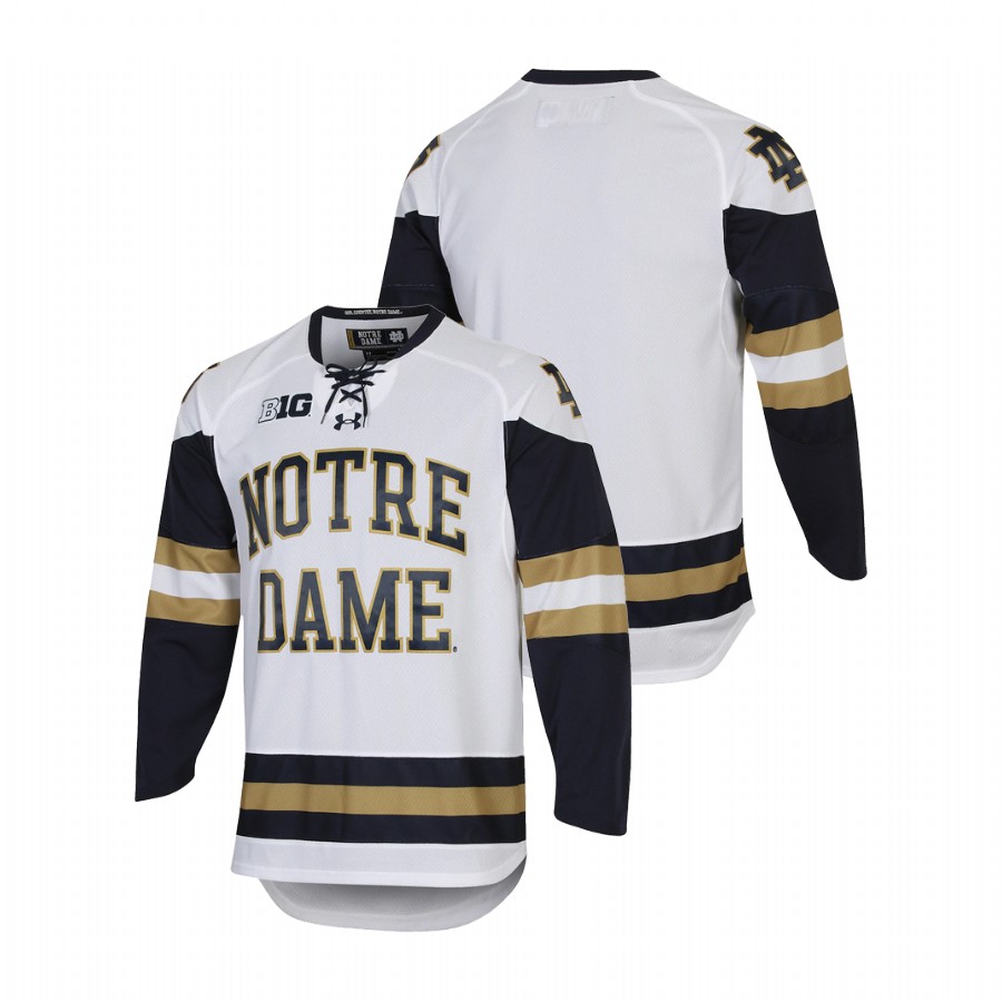 men notre dame fighting irish white replica college hockey jersey