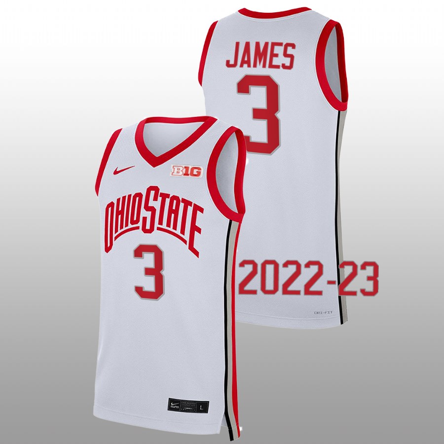 men ohio state buckeyes bronny james 2022 23 college basketball white jersey