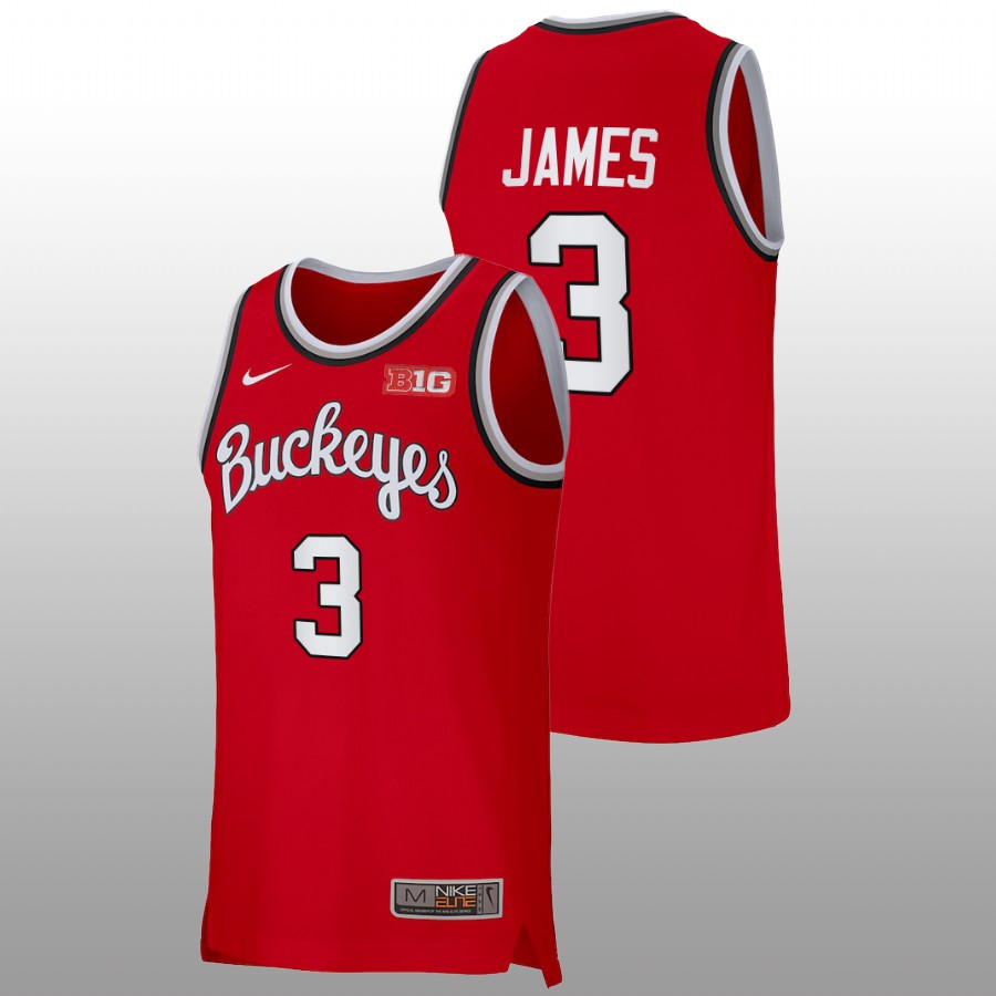 men ohio state buckeyes bronny james 2022 23 retro basketball red jersey