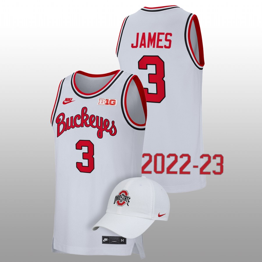 men ohio state buckeyes bronny james 2022 23 retro basketball white jersey