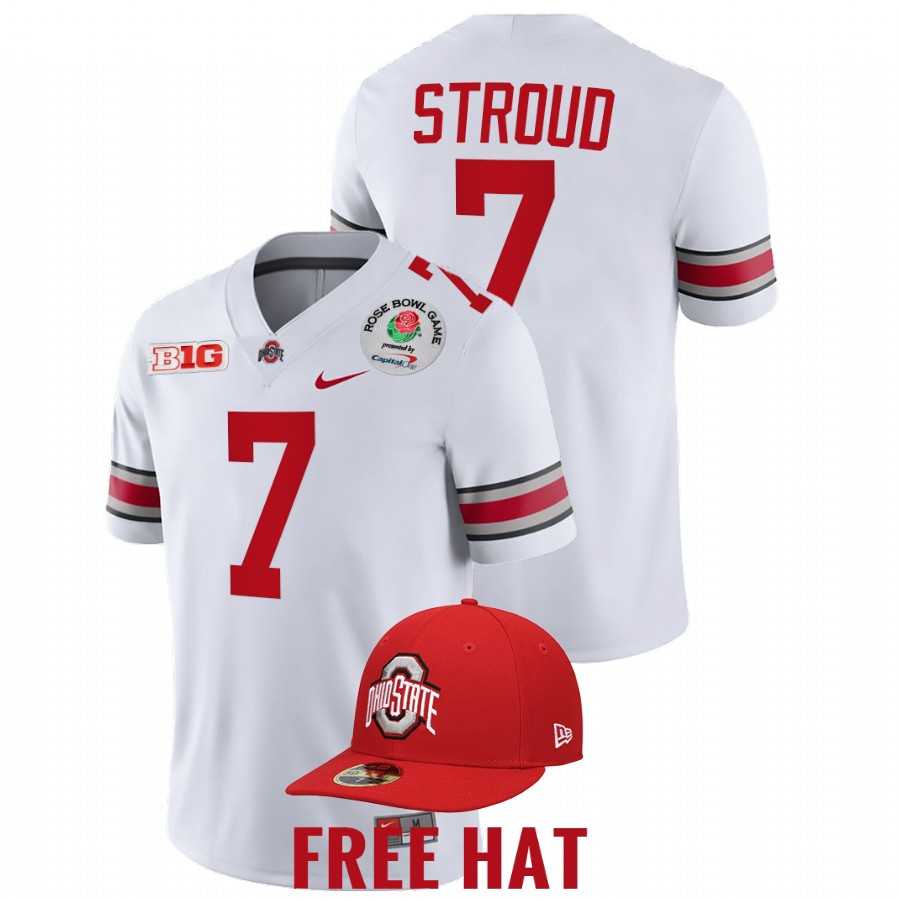 men ohio state buckeyes c 1.j. stroud college football playoff 2022 rose bowl white jersey