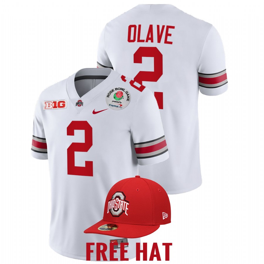 men ohio state buckeyes chris olave college football playoff 2022 rose bowl white jersey