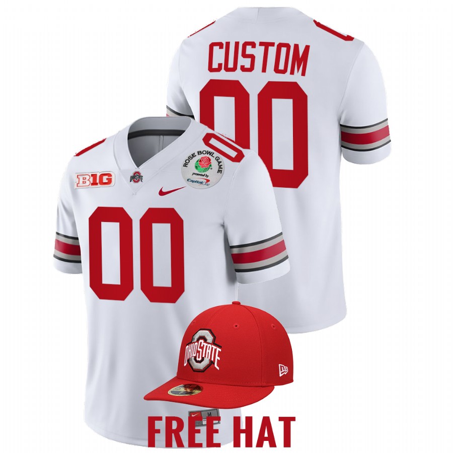 men ohio state buckeyes custom college football playoff 2022 rose bowl white jersey
