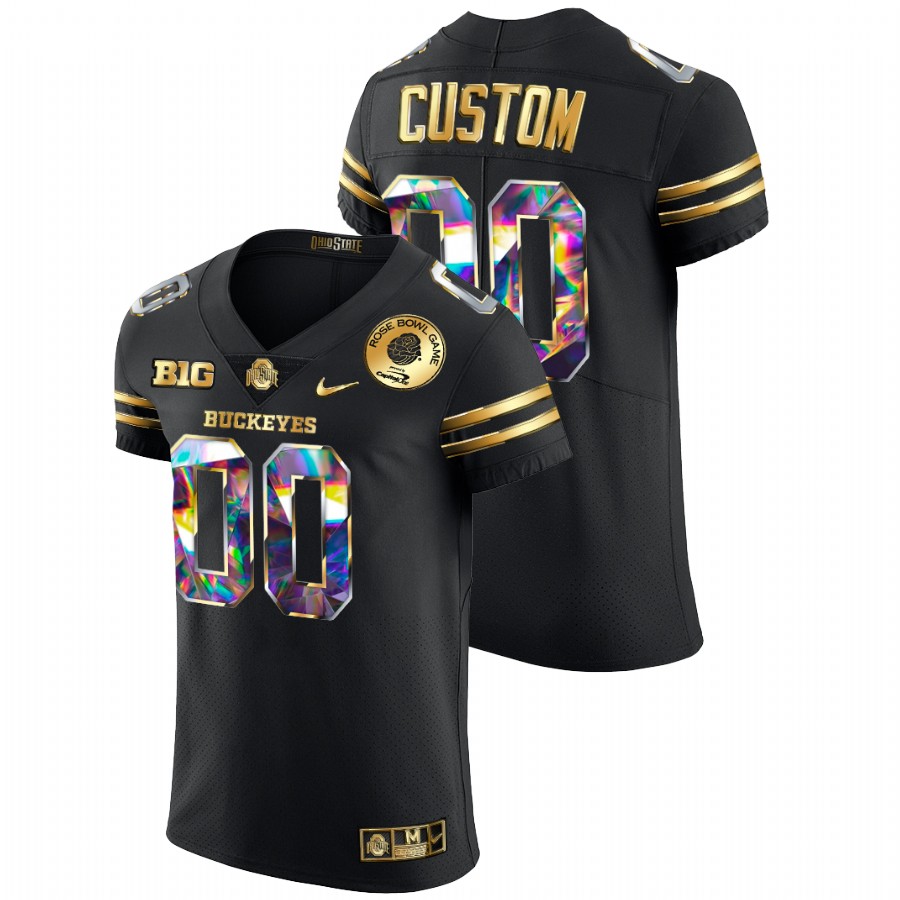 men ohio state buckeyes custom golden diamond edition 2022 rose bowl black jersey