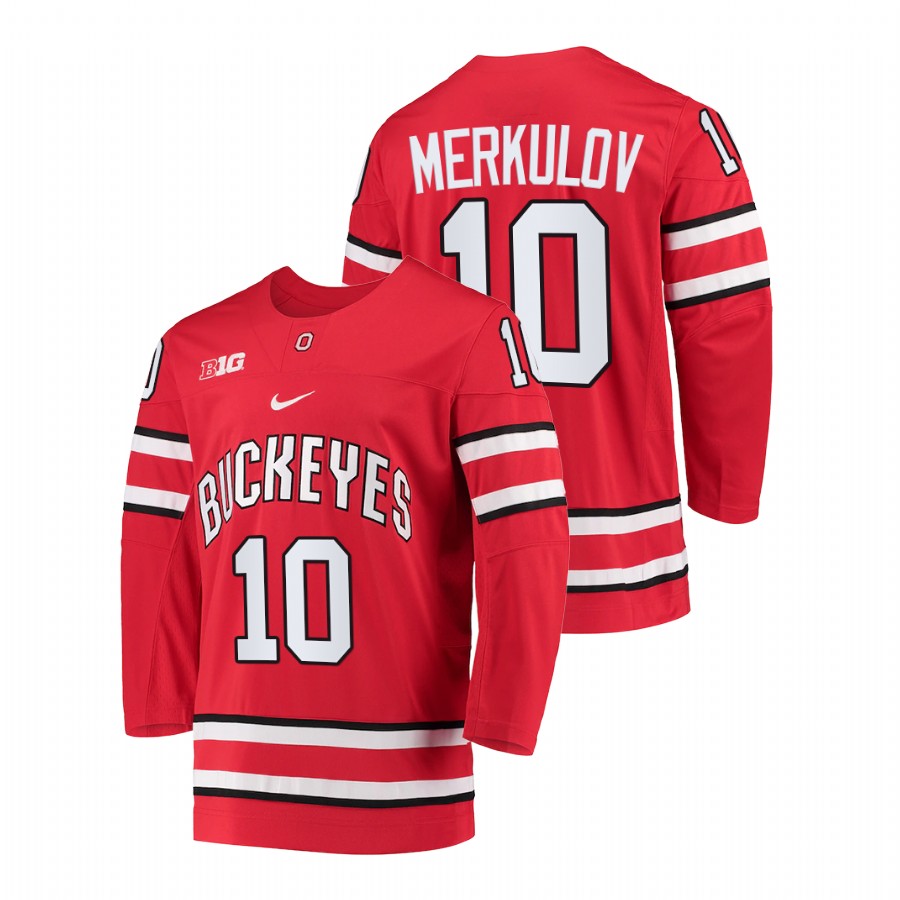 men ohio state buckeyes georgii merkulov red college hockey jersey