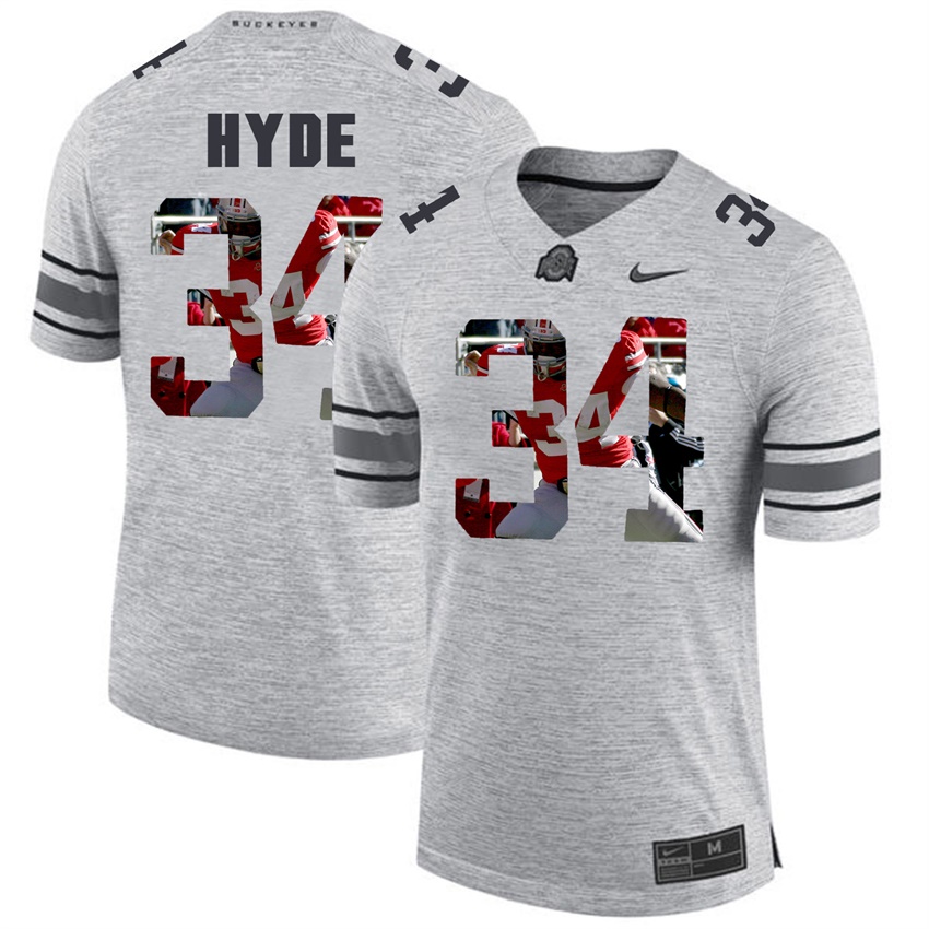 men ohio state buckeyes gray camecarlos hyde college football jersey