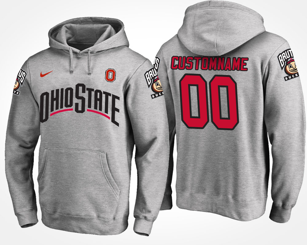 men ohio state buckeyes gray custom name and number hoodie